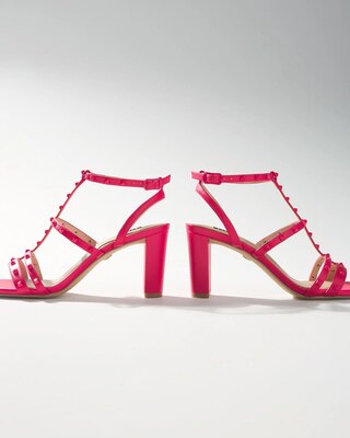 Strappy Studded Mid-Heel Sandal