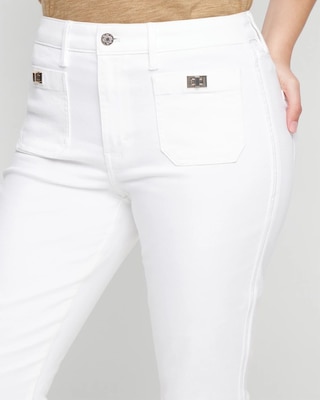 High-Rise Turnlock Skinny Flare Jeans click to view larger image.