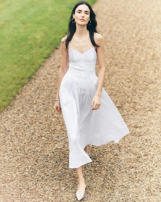 Petite Poplin Corset Midi Dress