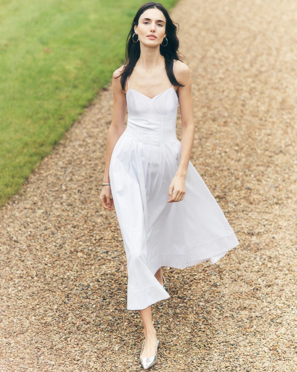 Poplin Corset Midi Dress