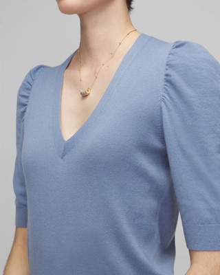 Cashmere Blend Puff Sleeve Sweater