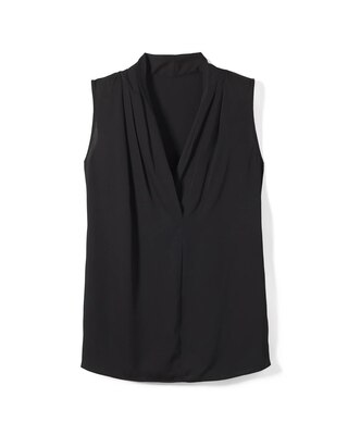 Pleated V-Neck Shell