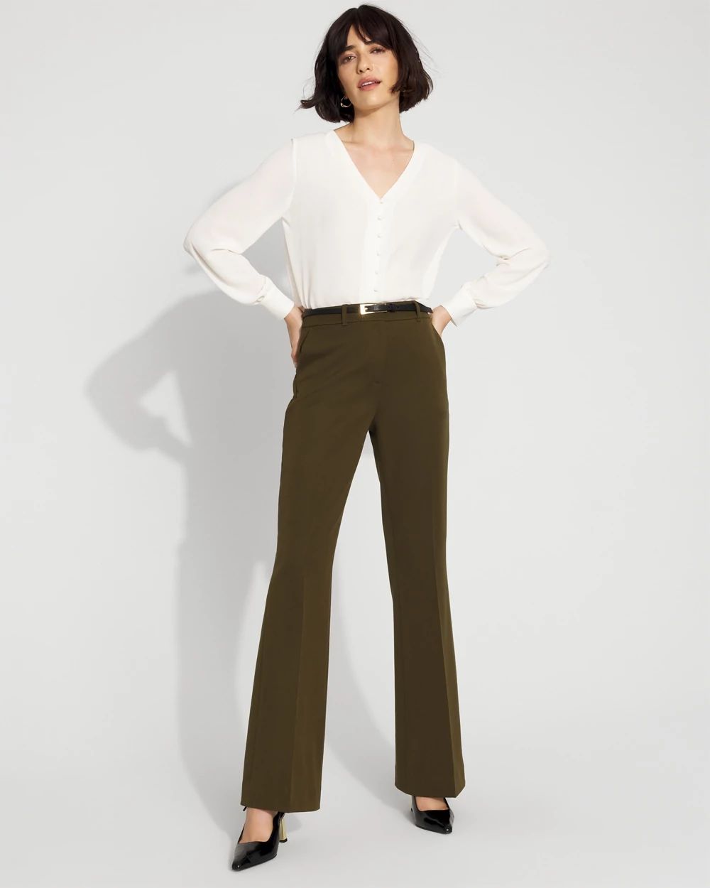 Long-Sleeve Button-Up Blouse click to view larger image.