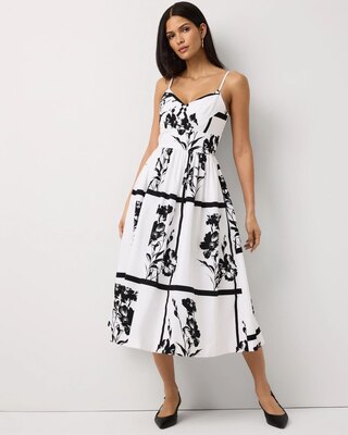 Pleated V-neck Midi Dress