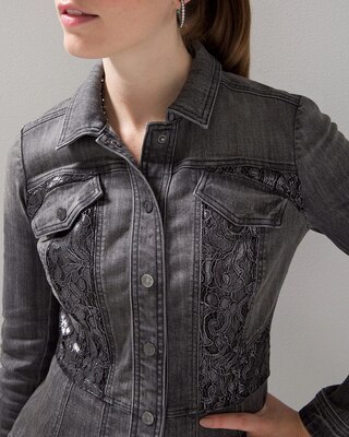 Lace Inset Denim Trucker Jacket