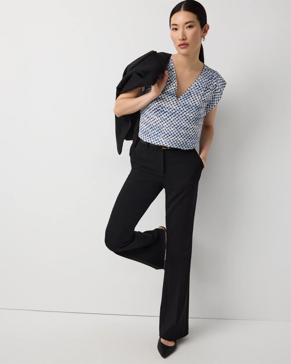 Ruched Shoulder Crepe Shell click to view larger image.