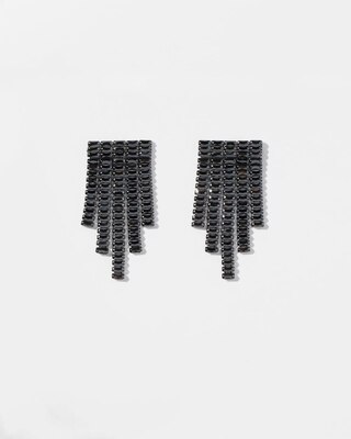 Hematite Jet Short Fringe Earrings