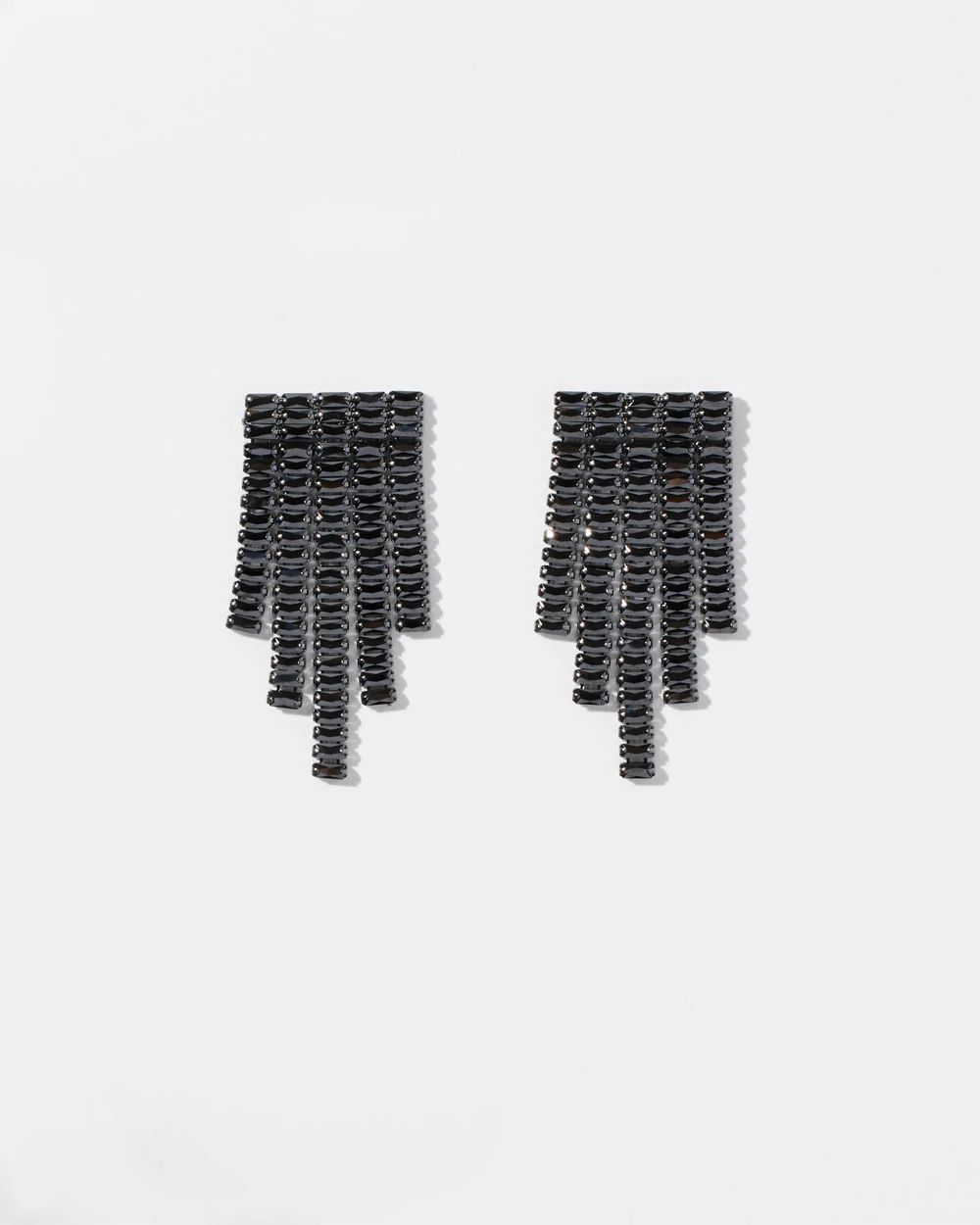 Hematite Jet Short Fringe Earrings