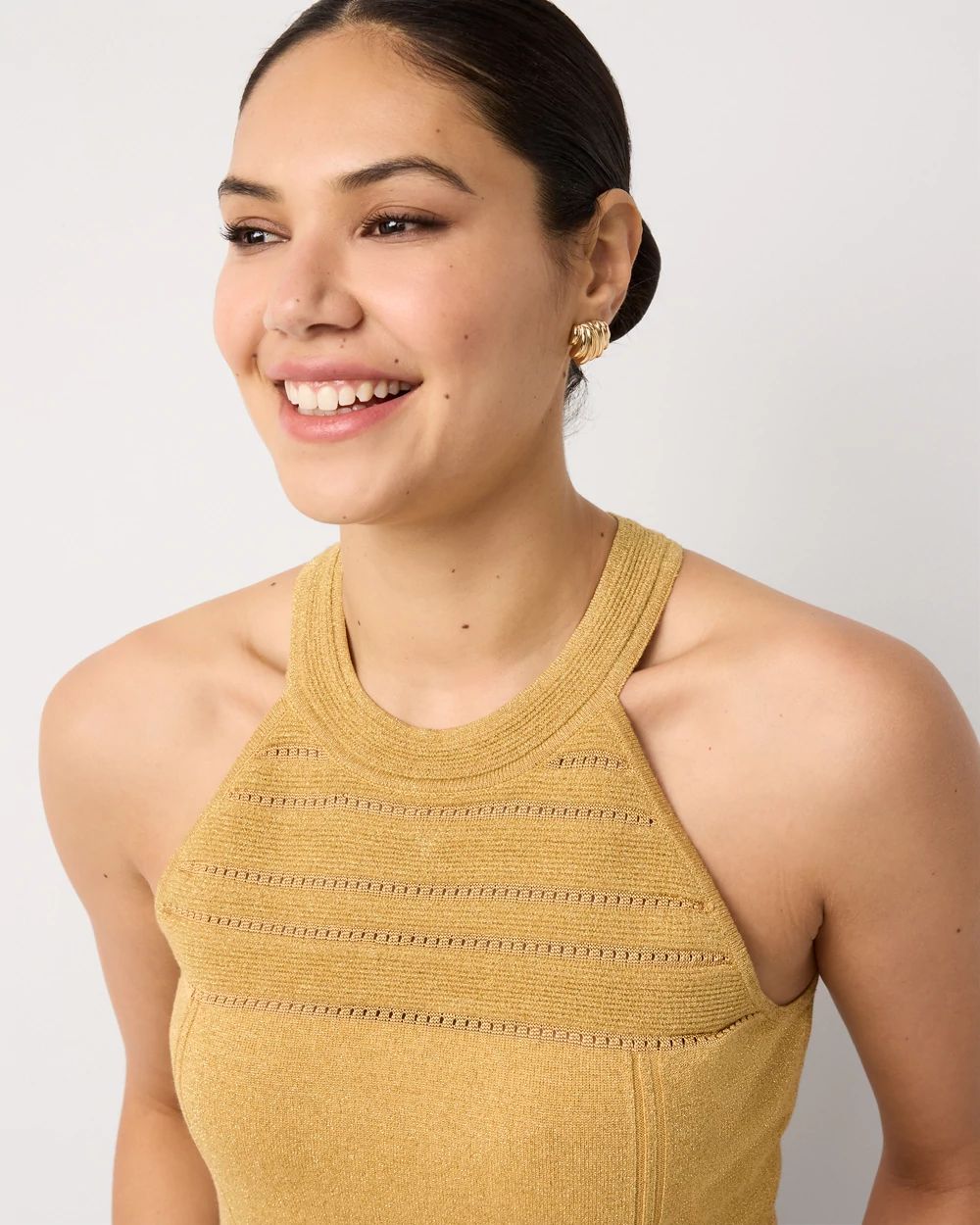 Metallic Knit Halter Top click to view larger image.