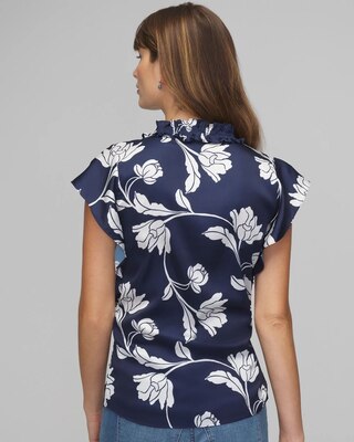 Petite Ruched Neck Flutter Shell Top