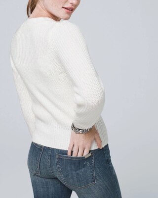 Embellished Cardigan with Puff Sleeves