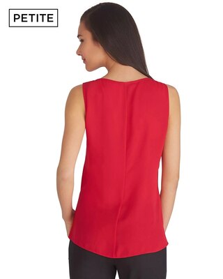 Petite Sleeveless Red Flounce Shell Top