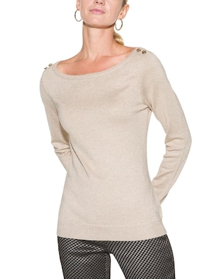 Outlet WHBM Button-Shoulder Boatneck Pullover