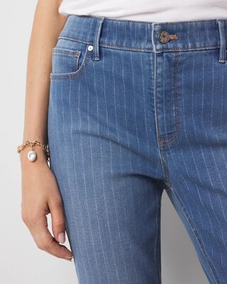 High-Rise Pinstripe Kick Flare Jeans click to view larger image.