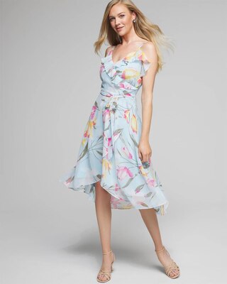 Outlet WHBM Sleeveless Ruffle Faux Wrap Dress