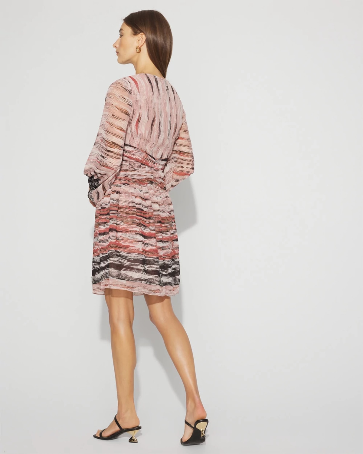 White House Black Market Petite V-neck Printed Mini Dress