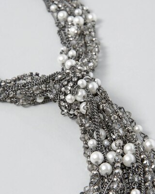 Hematite & Pearl Lariat