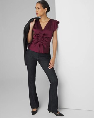 Ruched Front Flutter Sleeve Shell Top click to view larger image.