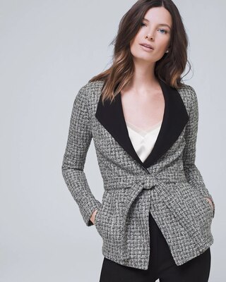 Belted Tweed Jacket with Removable Belt