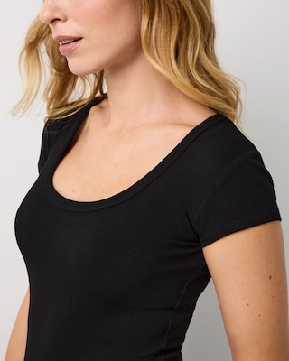 WHBM FORME™ Ribbed Scoop Neck Tee click to view larger image.
