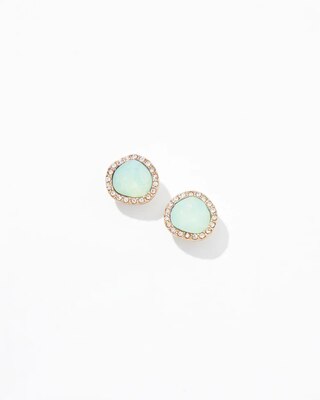 Gold Pave Stone Stud Earrings