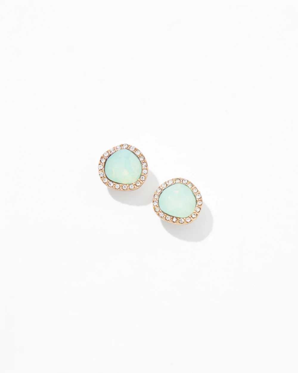 Gold Pave Stone Stud Earrings click to view larger image.