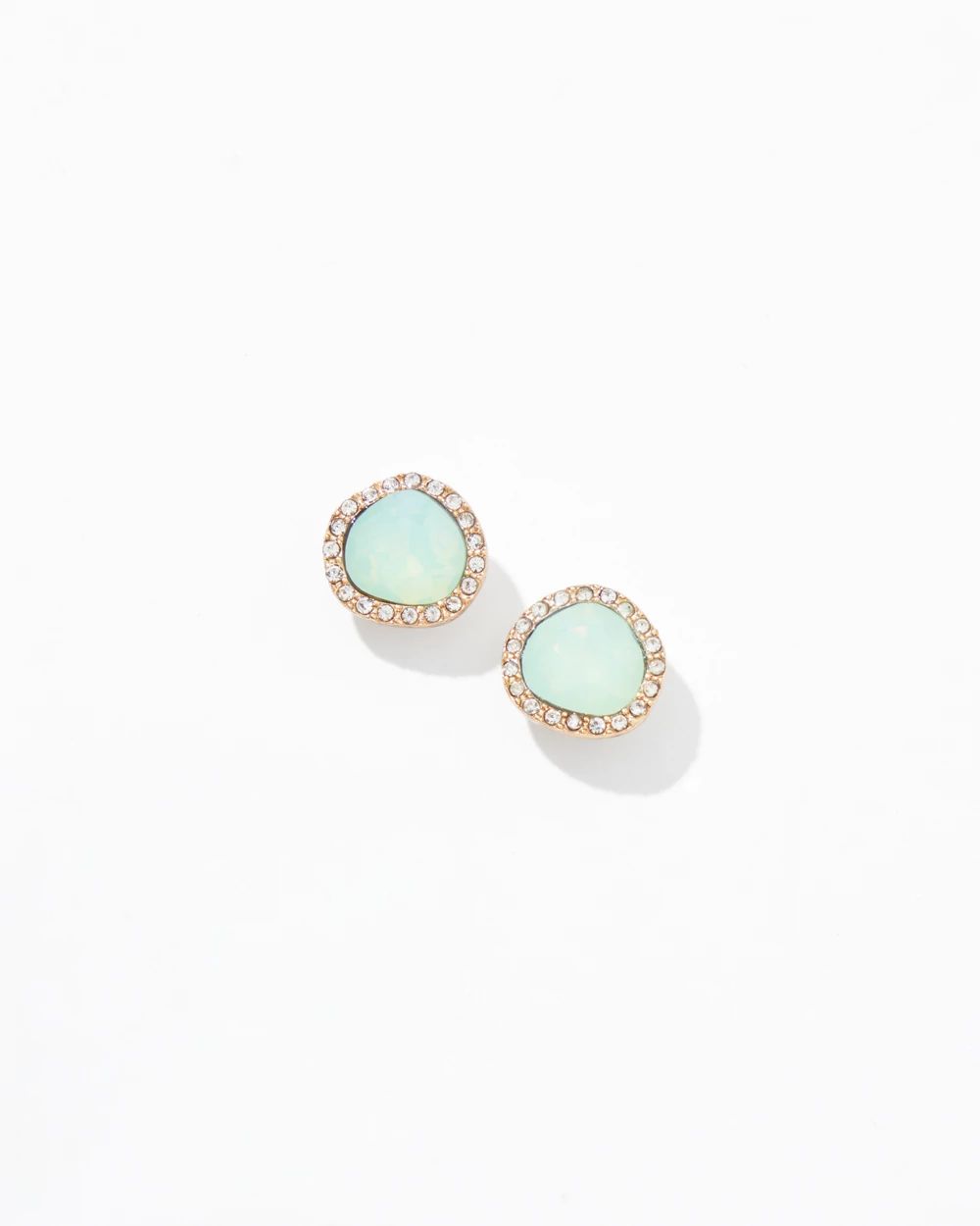 Gold Pave Stone Stud Earrings