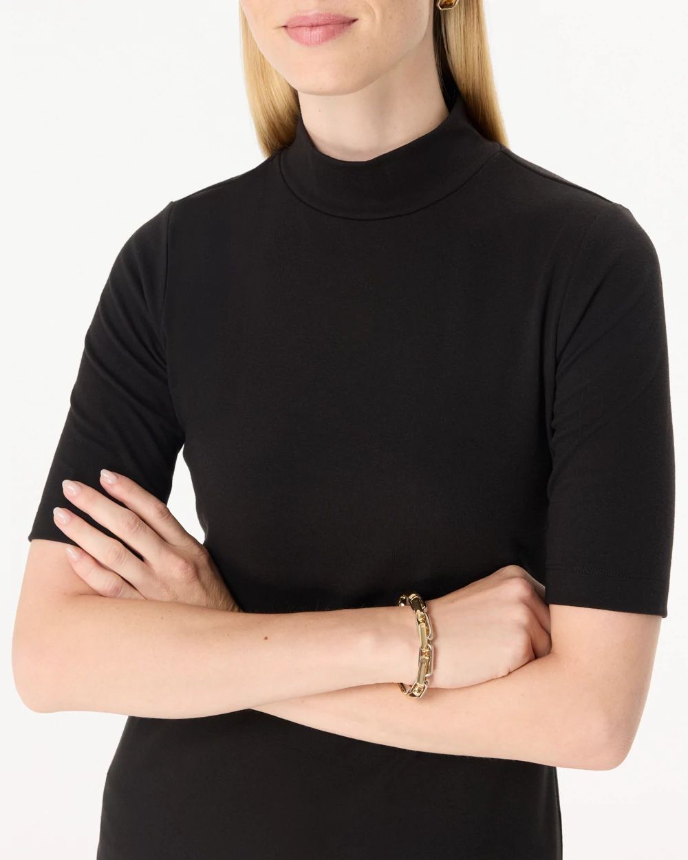 Mock Neck Elbow Sleeve Top click to view larger image.