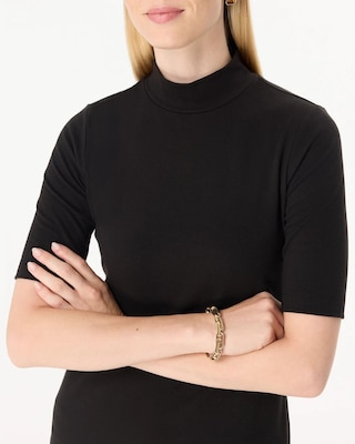 Mock Neck Elbow Sleeve Top click to view larger image.