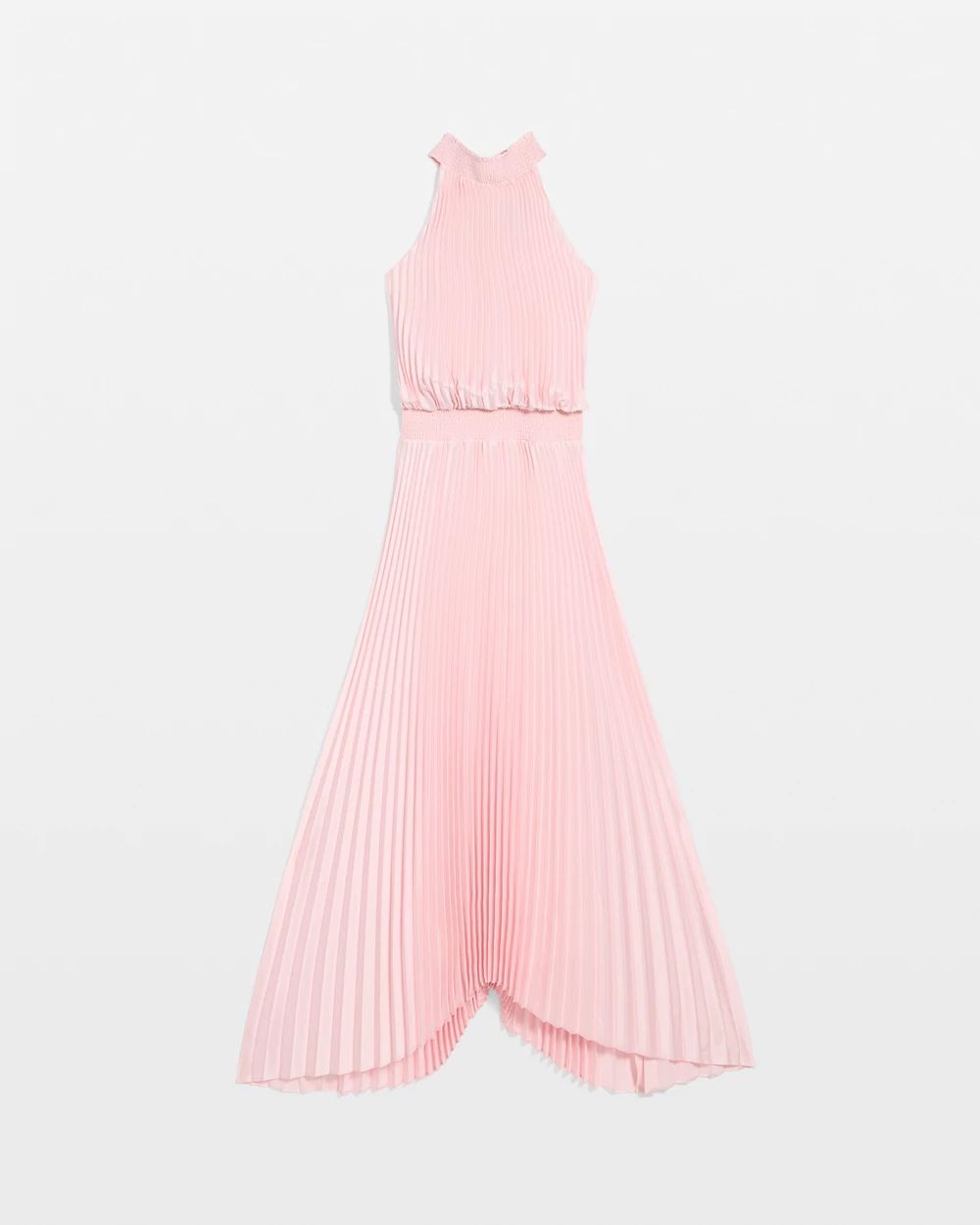 Petite Pleated Midi Halter Dress