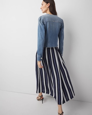 Puff Sleeve Cropped Denim Jacket click to view larger image.
