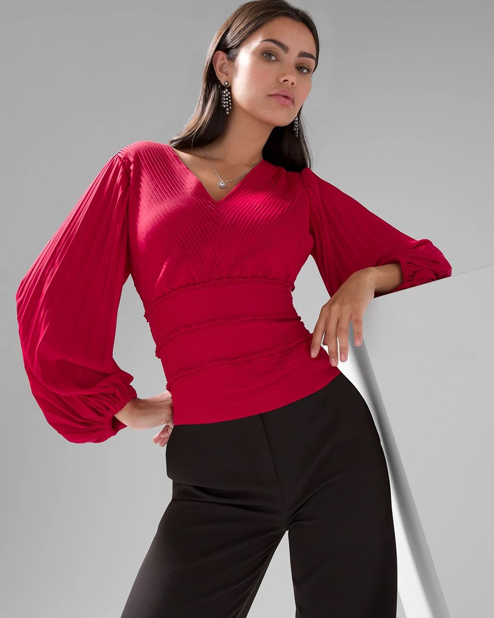 Pintucked Banded Bottom Blouse