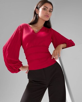 Pintucked Banded Bottom Blouse