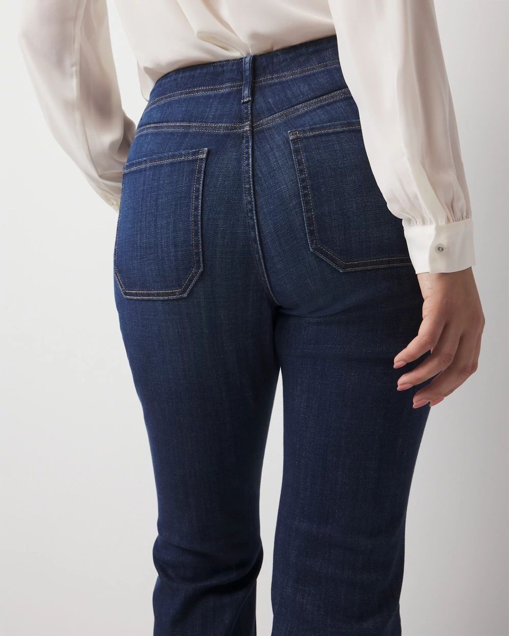 Curvy Chain Detail High-Rise Bootcut Jean
