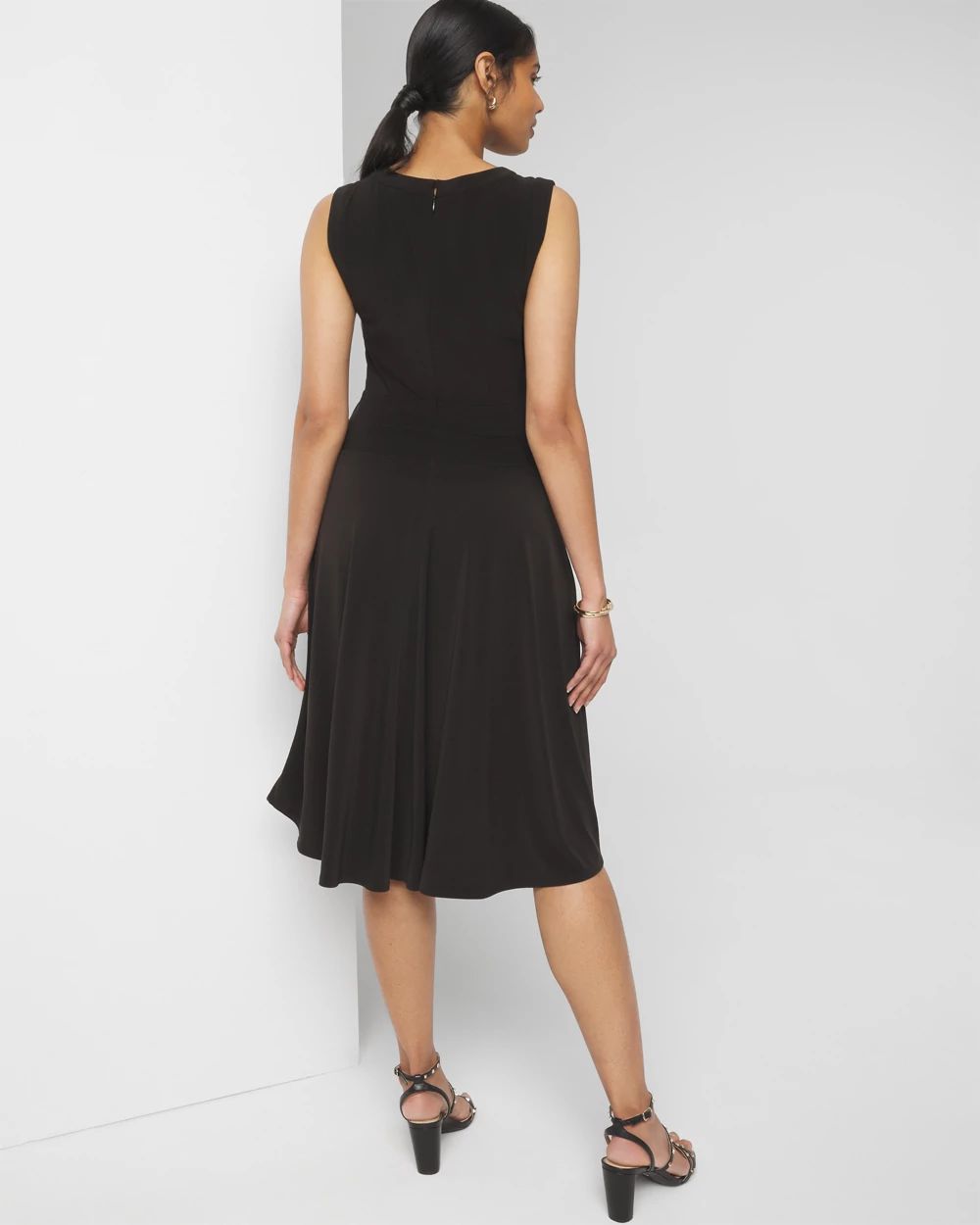 Cap-Sleeve Matte Jersey Keyhole A-line Dress click to view larger image.