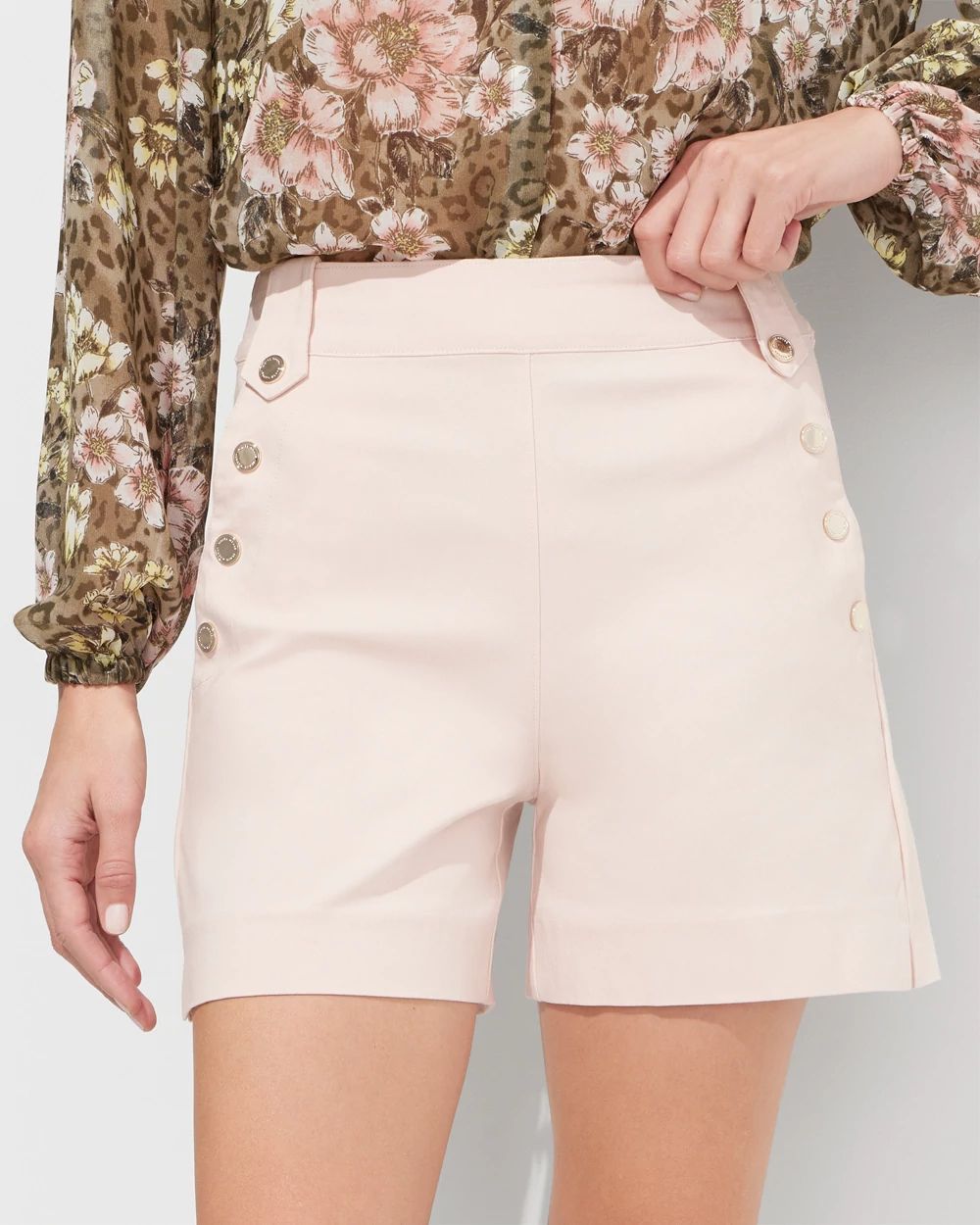 Outlet WHBM Pull On Button Detail Shorts click to view larger image.