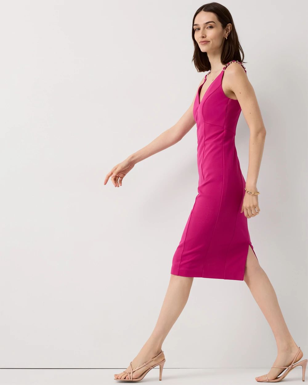 Petite Chain Detail Crepe Dress