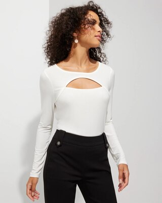 Outlet WHBM Long Sleeve Cutout Crew Neck Top