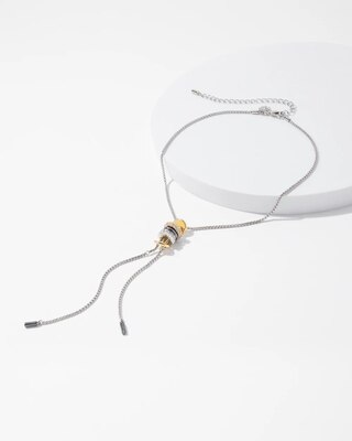 Mixed-Metal Crystal Rings Y-Necklace