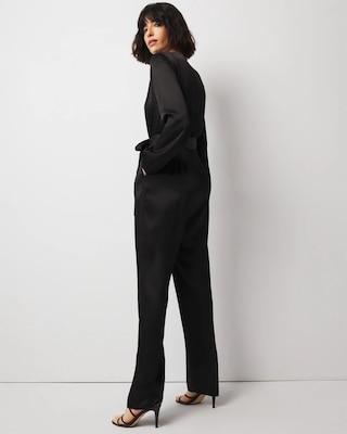 V-Neck Satin Jumpsuit click to view larger image.