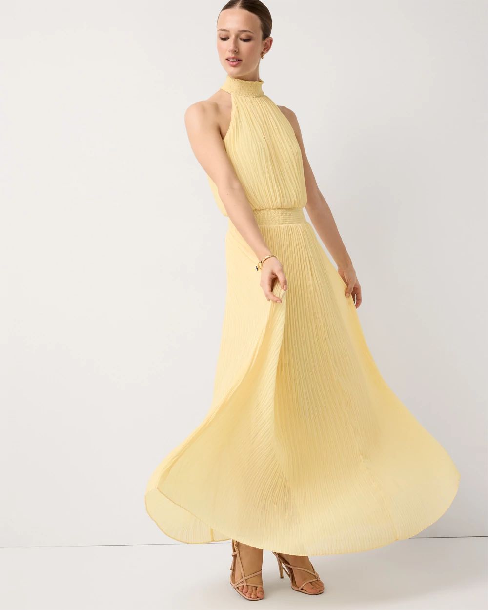 Pleated Halter Maxi Dress click to view larger image.