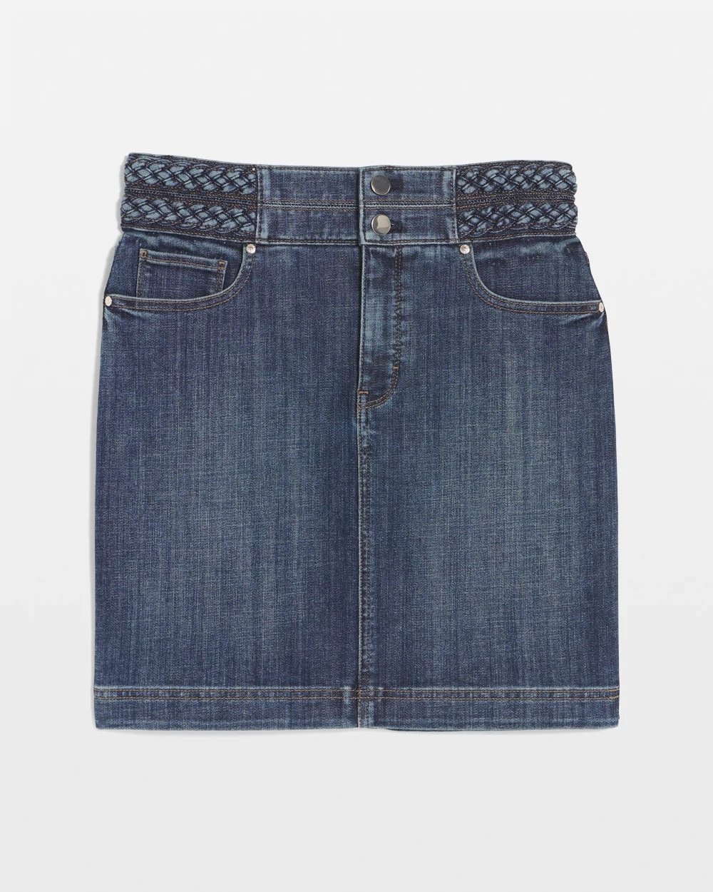Braided Denim Mini Skirt