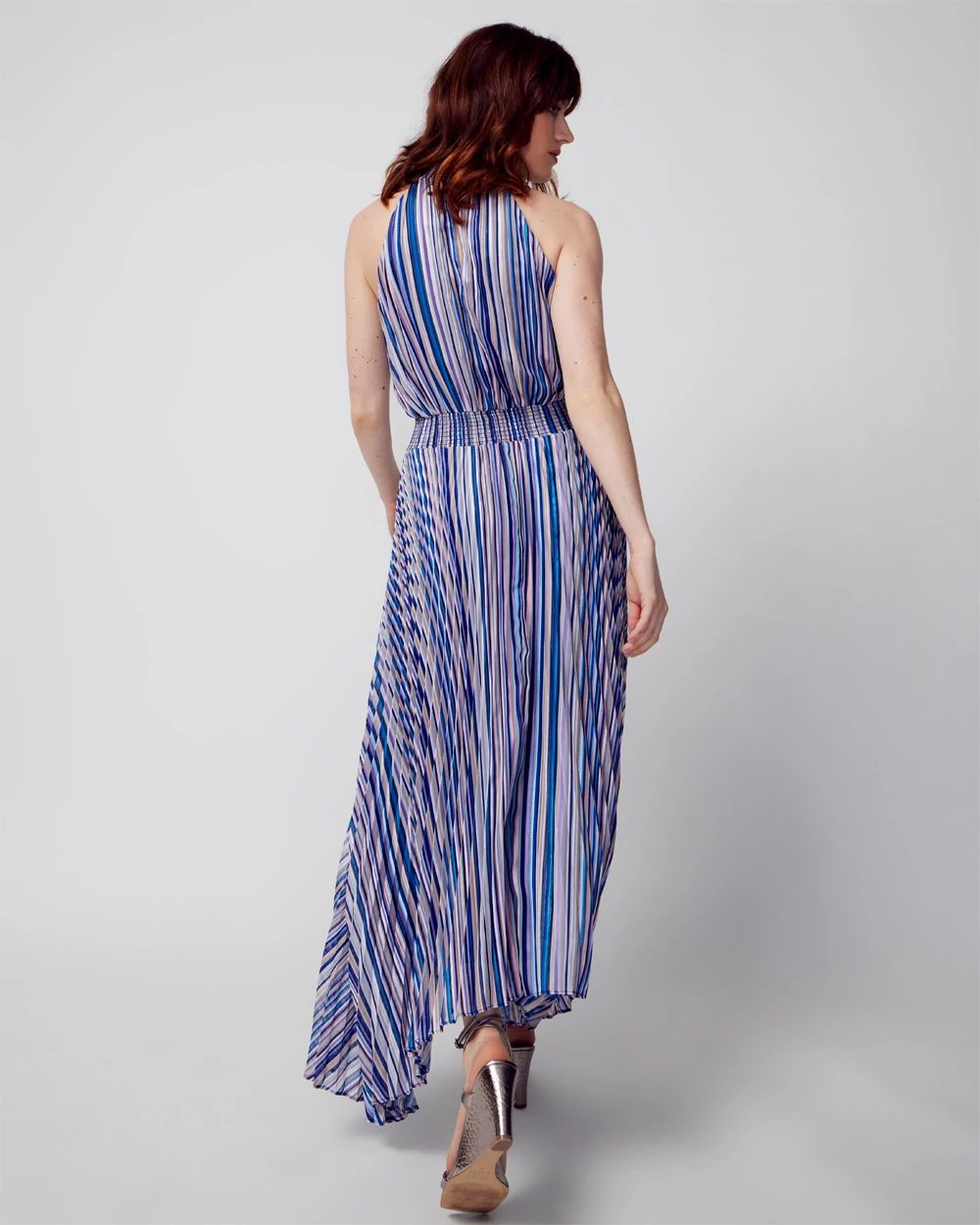 Pleated Halter Dress with Lurex