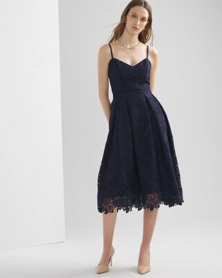 Petite Sleeveless Lace Fit & Flare Midi Dress