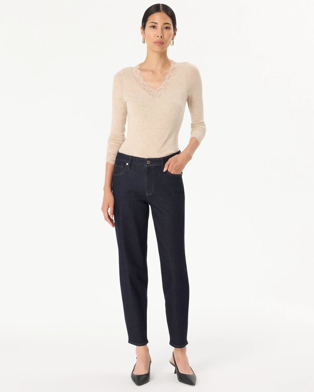 High-Rise Tapered Ankle Jeans