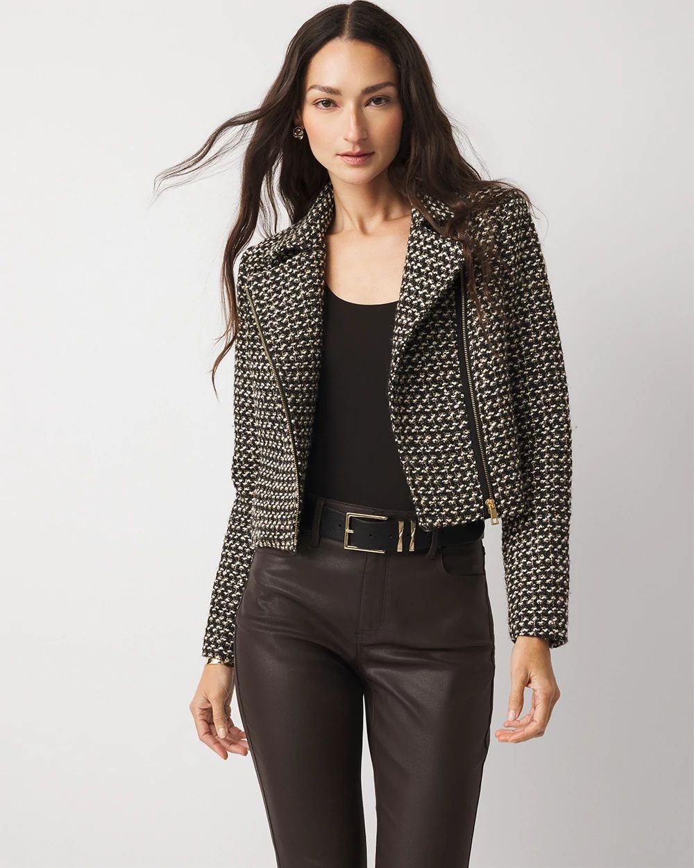 Metallic Tweed Moto Jacket