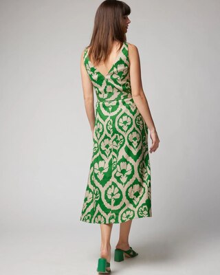 Linen Blend Belted Midi Dress