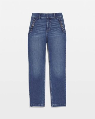 High-Rise Sculpt Horsebit Straight-Leg Jeans click to view larger image.