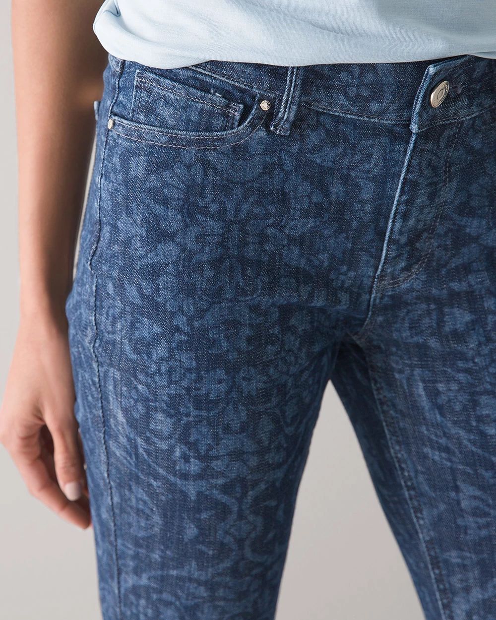 Mid-Rise Everyday Soft Denim™ Damask Print Skinny Jeans