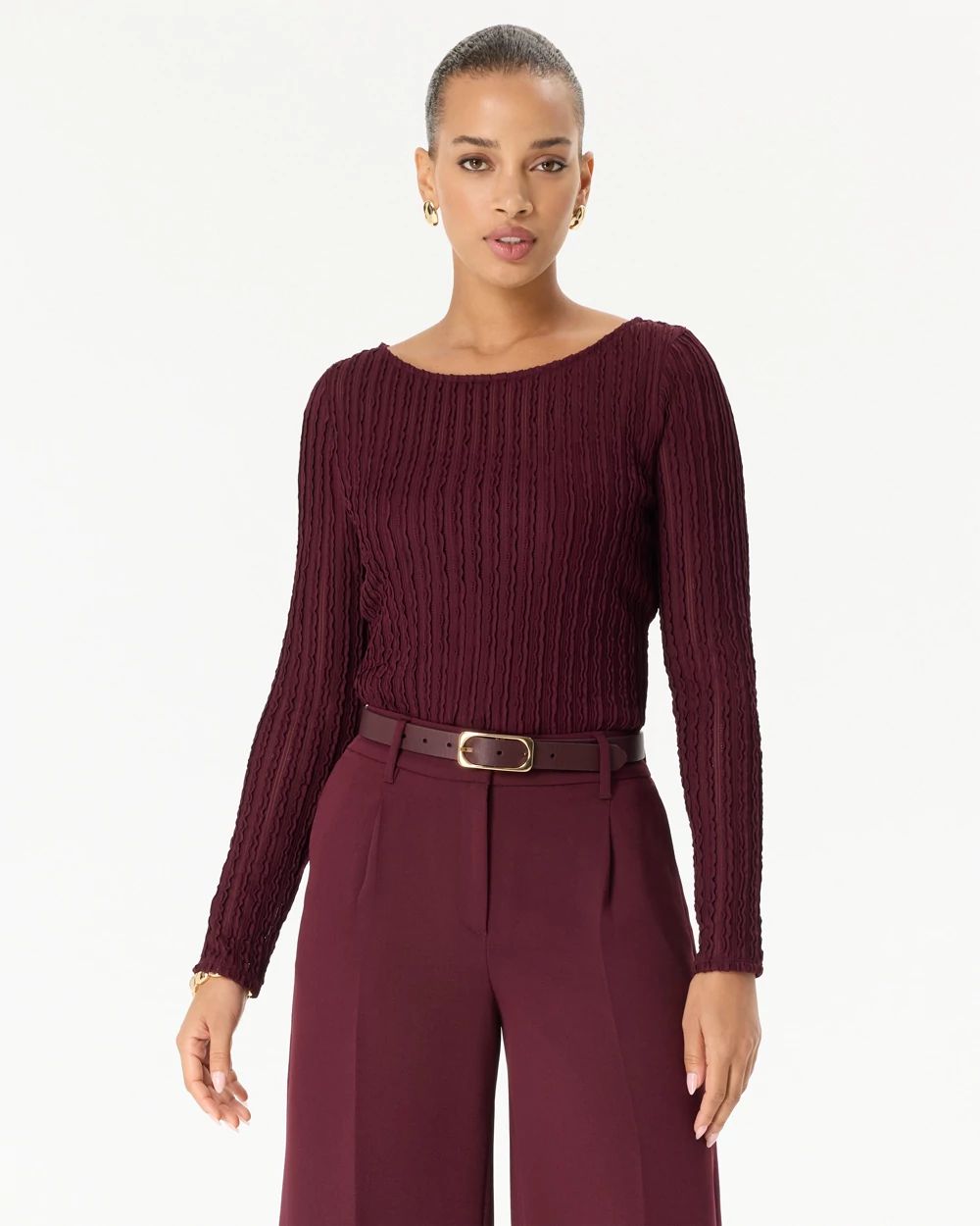 Textured Long Sleeve Top